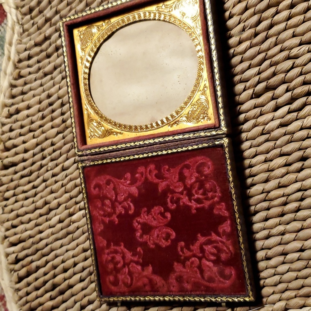 Antique Ferrotype Tooled Leather Photo Frame